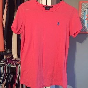 Coral Polo tee with blue horse size Large