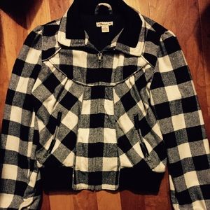 Forever 21 Checkered Black and White Jacket Large