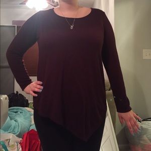 Asymmetrical burgundy sweater