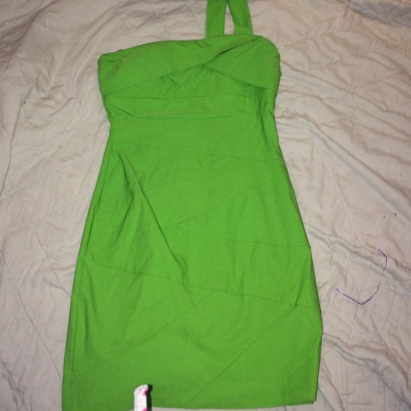 Lime green one shoulder dress