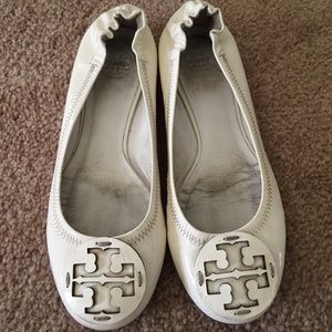 Tory Burch 'reva' white patent ballet flat