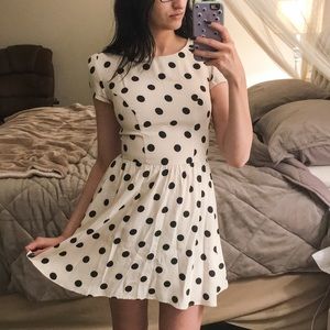 Topshop petite black & white polka dot dress