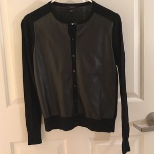 NWOT Ann Taylor faux leather panel cardigan