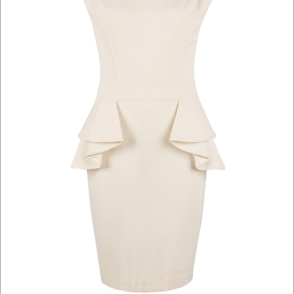 Ted Baker Judia Peplum Dress Cream Beige Cocktail - Picture 3 of 3