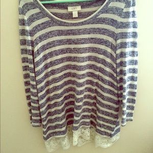 Striped/Lace Sweater
