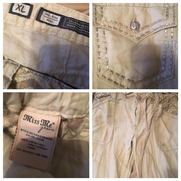 Authentic miss me pants size xl khaki draw string