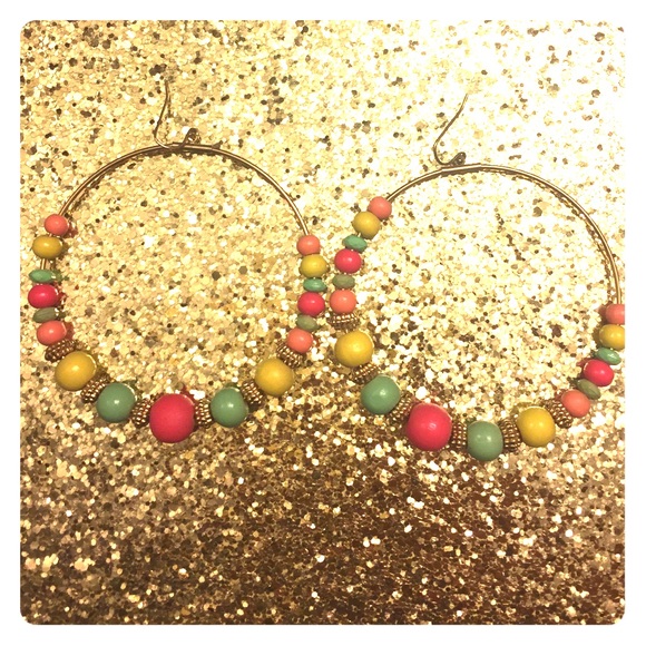 Gold beaded hoop earrings