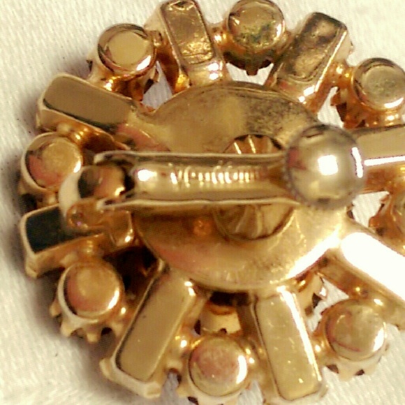 ❌Vtg HUGW Vendome Crystal Ab Amber Earrings❌ - Picture 3 of 4