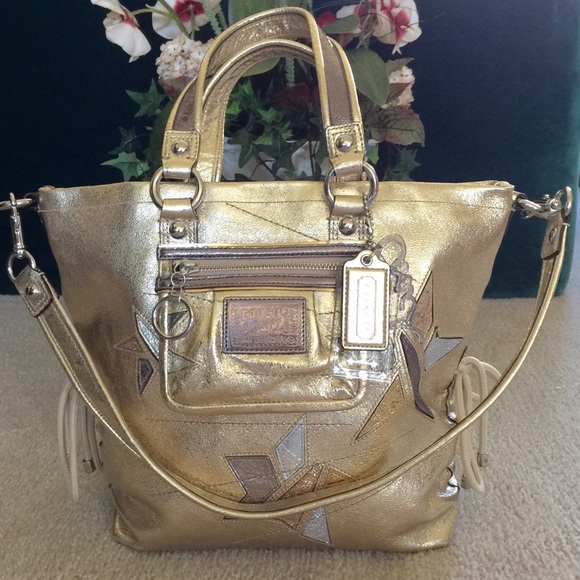 Sold Local-Couch hand bag - color gold, size M