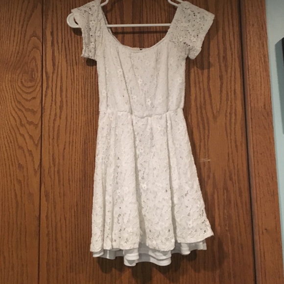 White skater dress, off the shoulder