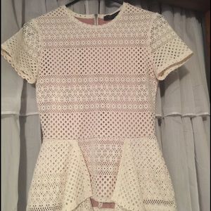 BCBG Max Azria Lace Shirt w/ Flared Shirt/Zip Back