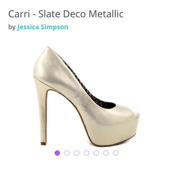 Jessica Simpson slate deco metallic heels