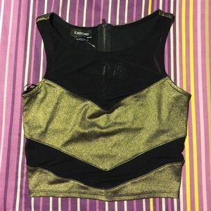Bebe black & gold crop top