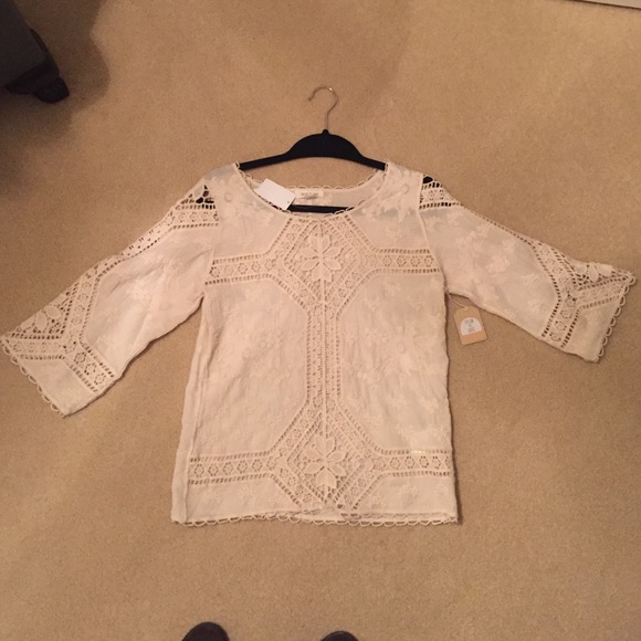 Cream, Crochet, cotton top. New with tags