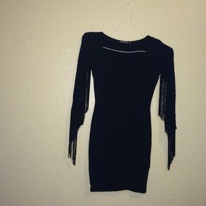 BLACK FRINGE MINIDRESS