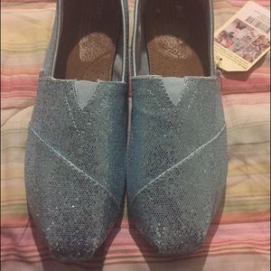 Brand New Pair of Blue Glittery Toms