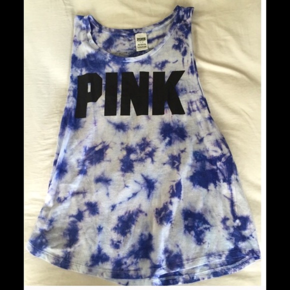 Vs PINK blue tie dye American flag tank