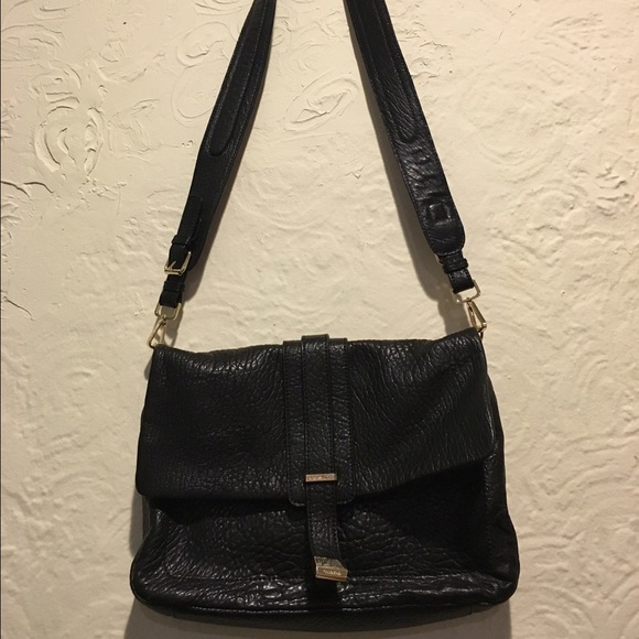 Calvin Klein Black Leather Messenger Bag