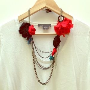 Alice+Olivia Chain Necklace with Silk Flowers