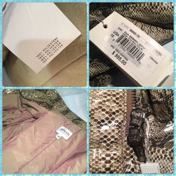 NWT ARMANI COLLECTION SNAKE PRINT RAIN JACKET - Picture 4 of 4