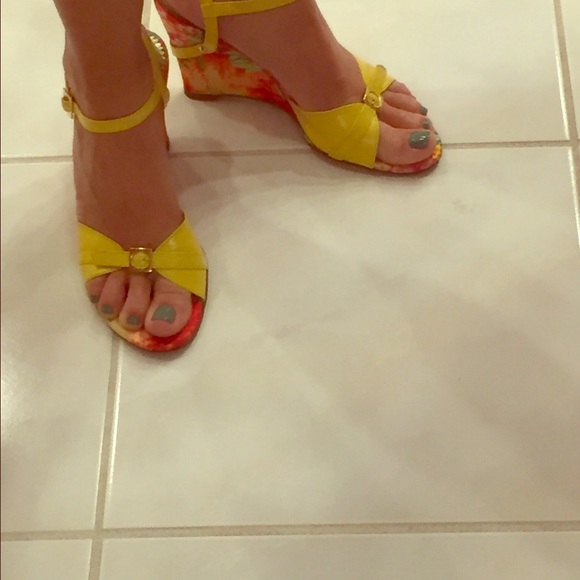 Leather Yellow Floral Sandals