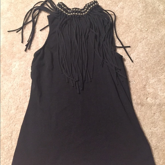 Very cute fringe black top!
