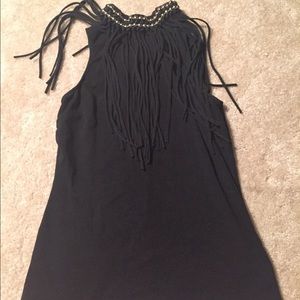 Very cute fringe black top!