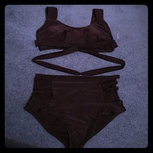 L- XL Black high waits bikini