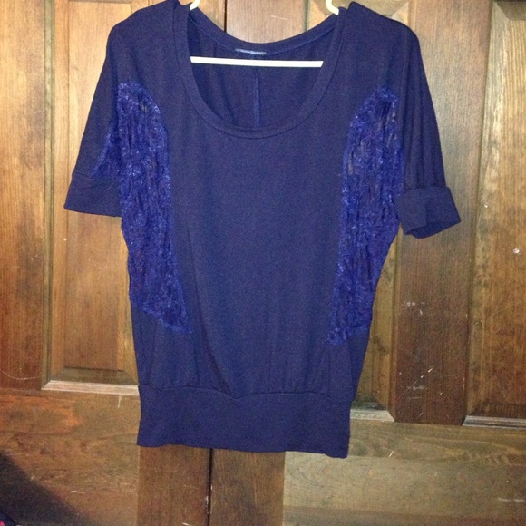 Navy top with lace sides from Wet Seal