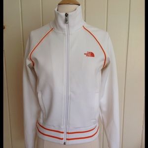 The North Face, Track Jacket in White/ Orange, Sm