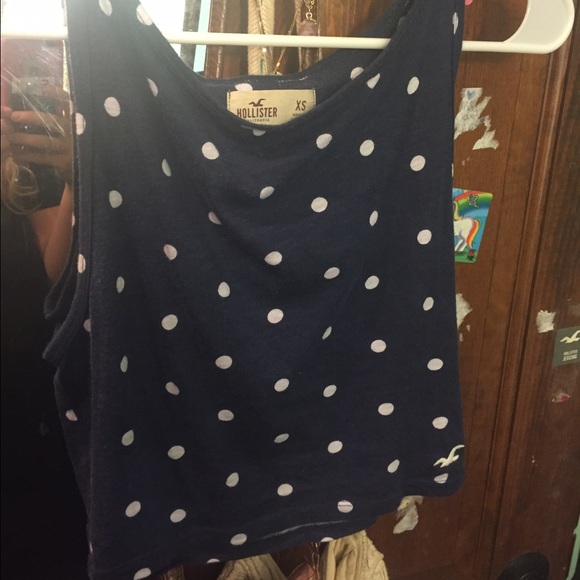 Blue and White Polka Dot Crop Top