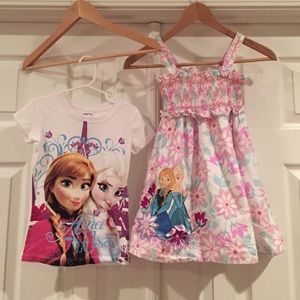 Anna and Elsa girls dress and t-shirt