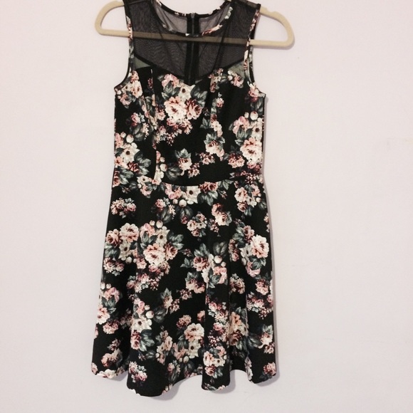 Black floral A line dress