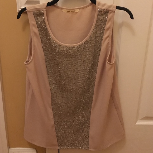 Cream and Metallic Shirt, Small, Miami Brand