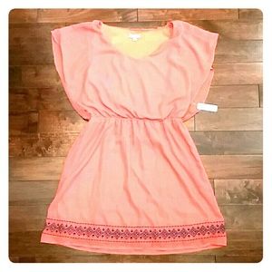 Butterfly Sleeve Dress - Coral & Navy