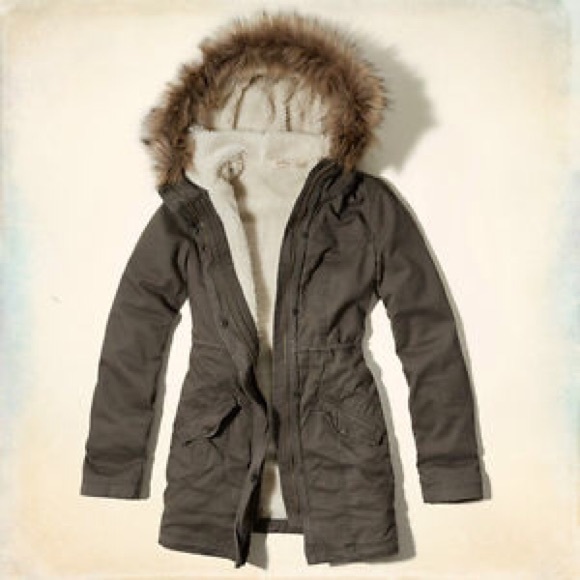 Hollister green winter coat Clearance