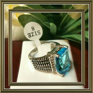 *SALE*AQUAMARINE BLUE STERLING SILVER FASHION RING