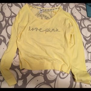 PINK yellow lace pullover 💛