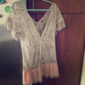 Free People sheer Tunic Blouse