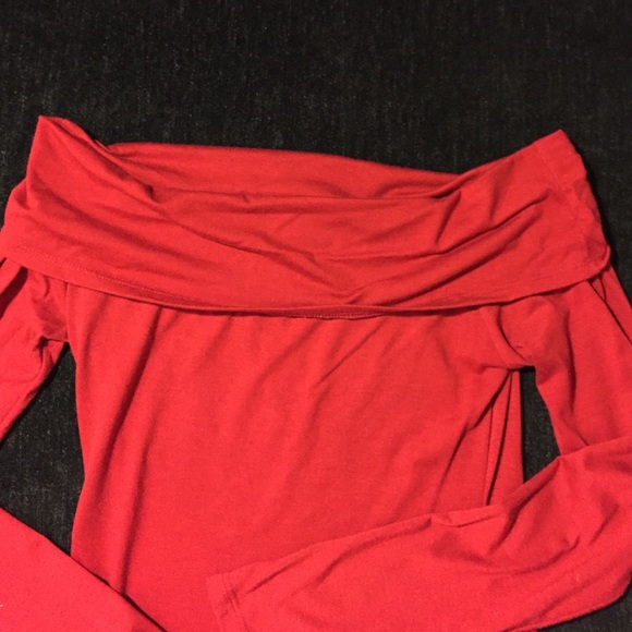 Off Shoulder Red Jersey Material Top - image 3