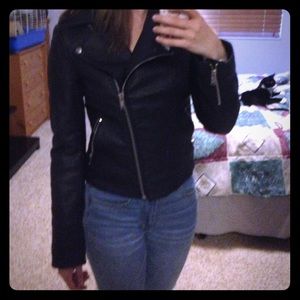 black leather jacket