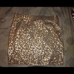 Gold Leopard Print Skirt