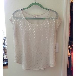 Cream polka-dot blouse