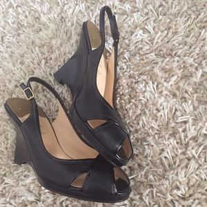 Cole Haan Nike Air Leather Slingback Wedge Heels