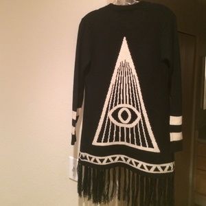 Black Lira long sweater with fringe
