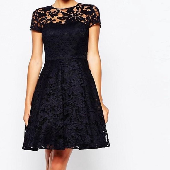 ⚡️Ted Baker Caree Blue Lace Sheer Overlay Dress - Picture 2 of 4