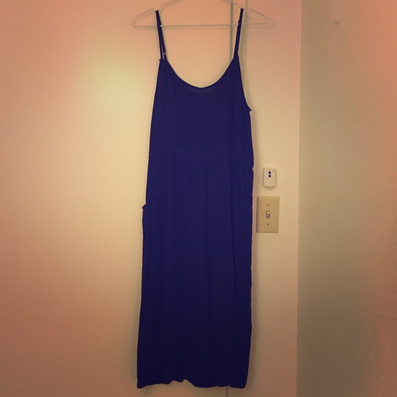 Navy blue spaghetti strap Midi dress