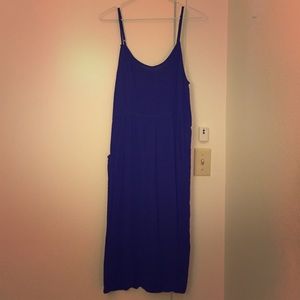 Navy blue spaghetti strap Midi dress