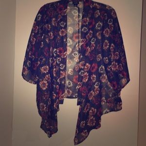 Sheer floral print kimono