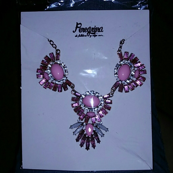 Cute pink bib statement necklace